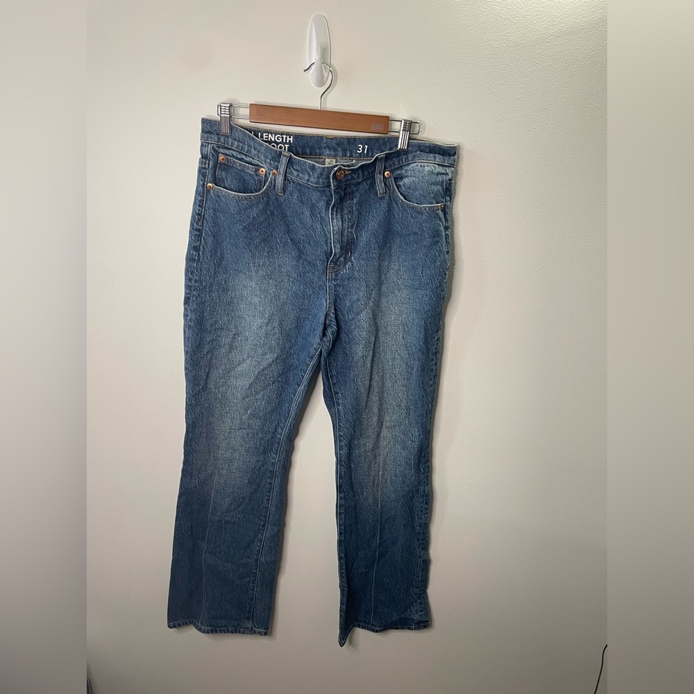 J. Crew Full-Length Demi-Boot Jean in Emporio Wash Rigid Denim